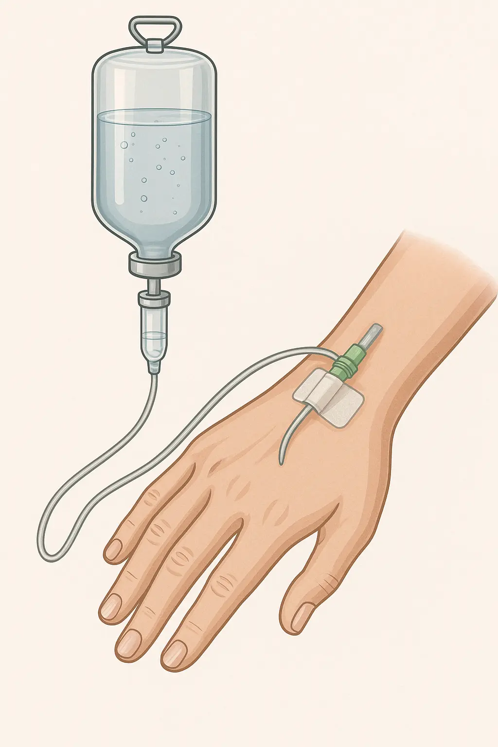IV drip untuk menyalurkan ubat dan nutrisi