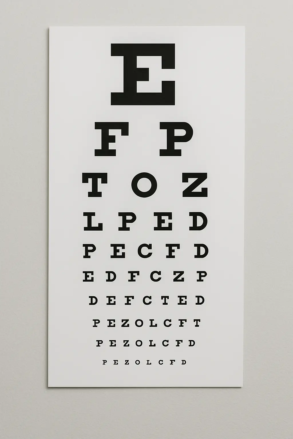 Snellen chart untuk memeriksa ketajaman penglihatan (visual acuity)